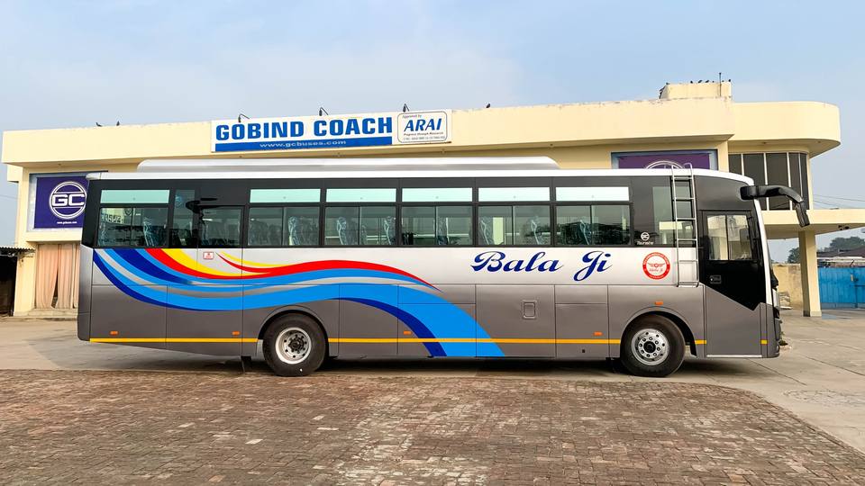 Tourista coach outside the Gobind Coach plant