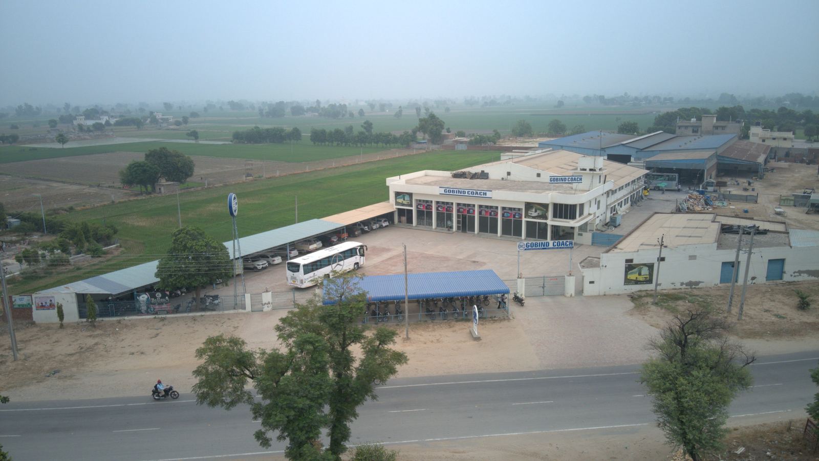 Aerial view of the Gobind Coach manufacturing facility, Barnala