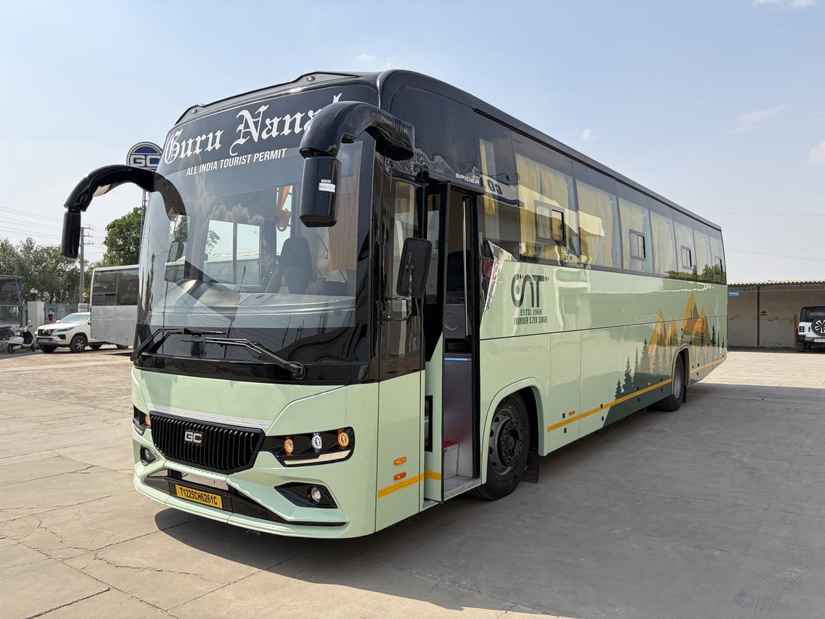 Gobind Coach Spider luxury coach, front three-quarter view