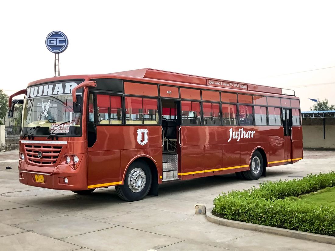 Gobind Coach Passenger Route Bus for Jujhar, beneath the GC sign